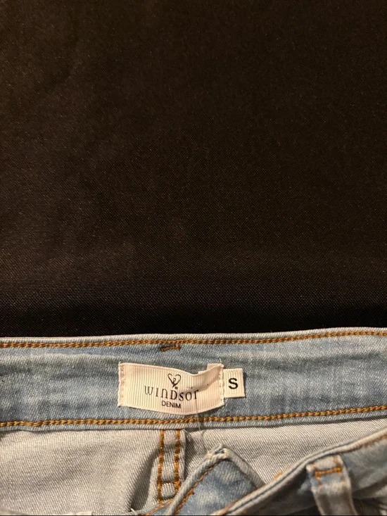 Windsor Light Blue Distressed Denim Mini Skirt - Picture 4 of 5